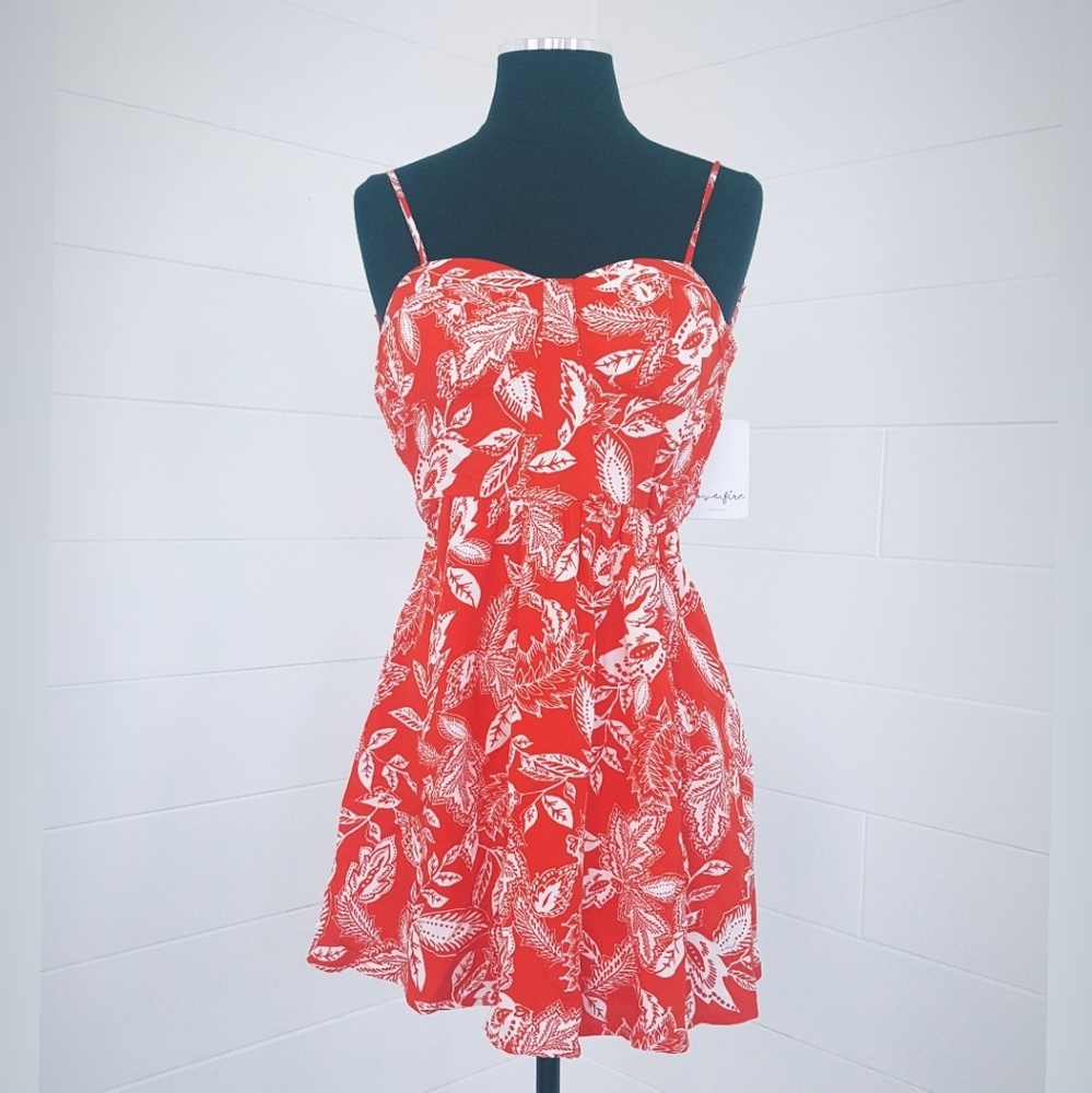 NWT Orange White Tropical Dress